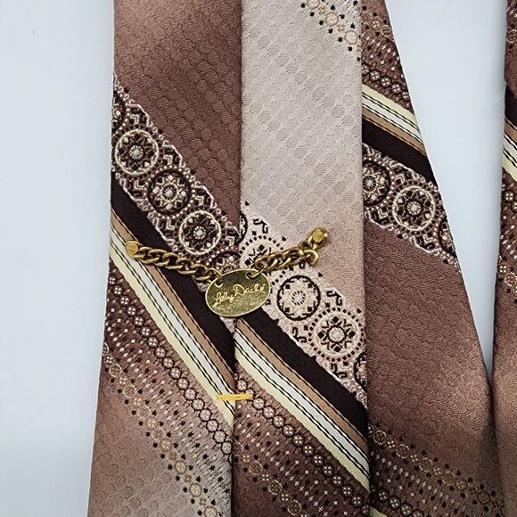 Lilly Dache Necktie Stripe Geometric Brown 3" W 54.5" L VTG Retro - Picture 5 of 6